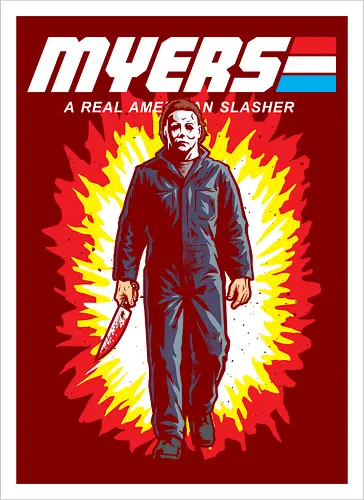 G.I MYERS - horror, halloween, slasher, mashup, parody, comic, 80s, hero - Kunstdruck