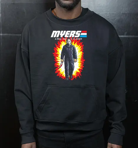 G.I MYERS - horror, halloween, slasher, mashup, parody, comic, 80s, hero - Cropped Sweatshirt