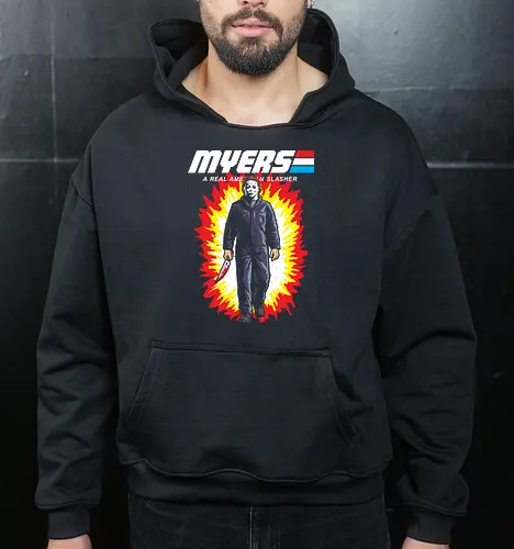 G.I MYERS - horror, halloween, slasher, mashup, parody, comic, 80s, hero - Cropped Hoodie