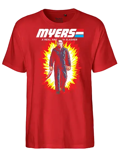 G.I MYERS - horror, halloween, slasher, mashup, parody, comic, 80s, hero - Fairtrade T-Shirt
