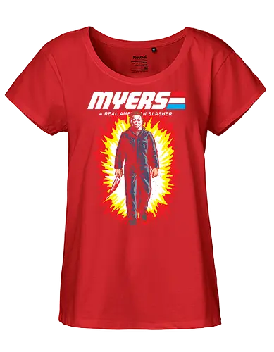 G.I MYERS - horror, halloween, slasher, mashup, parody, comic, 80s, hero - Fairtrade Girl Shirt