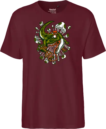 Wildes Reptil Verschlingt Niedliche Kreatur in Düsterer Kunst - wildes Reptil, verschlungene Kreatur, düstere Kunst, Old-School-Tattoo, grünes Monster, Eierschalen, scharfe Zähne, bedrohliche Krallen, Dino, Goomba, Mario, Super Mario World, old school, gamer, geek, Mario Bros, Villain, dark, lange Zunge, grotesque Illustration, Underground-Stil, mutierte Kreatur, monströser Dinosaurier, alternative Kunst, düstere Neuinterpretation - Fairtrade T-Shirt