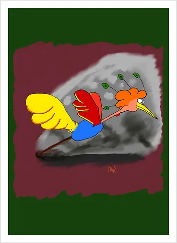 Schräger Vogel - albern, Vogel, Tiere - Kunstdruck