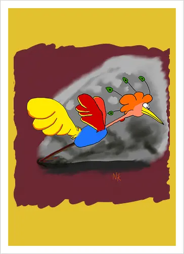 Schräger Vogel - albern, Vogel, Tiere - Kunstdruck