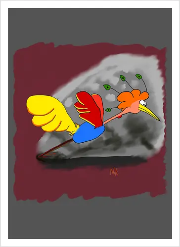 Schräger Vogel - albern, Vogel, Tiere - Kunstdruck