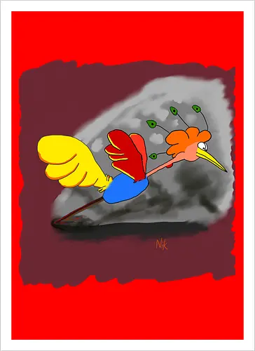 Schräger Vogel - albern, Vogel, Tiere - Kunstdruck