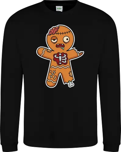 The Ginger-Dead Man: Zombie Cookie - zombie gingerbread man, gingerdead man shirt, creepy cute cookie apparel, halloween christmas mashup, spooky holiday graphic tee, dark humor streetwear, funny zombie clothing, anti christmas merch, alternative holiday fashion, undead dessert design - Sweatshirt