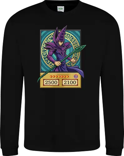 Ultimate Spellcaster: The Magician Card - Dark Magician shirt, Yu-Gi-Oh graphic tee, anime trading card apparel, nostalgic 90s anime streetwear, Yami Yugi spellcaster merch, retro TCG clothing, magical circle anime design, classic duelist fashion, aesthetic otaku shirt, pop culture card game tee - Sweatshirt