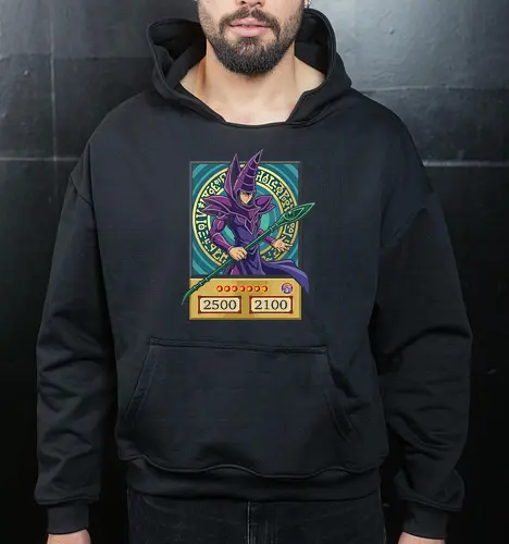 Ultimate Spellcaster: The Magician Card - Dark Magician shirt, Yu-Gi-Oh graphic tee, anime trading card apparel, nostalgic 90s anime streetwear, Yami Yugi spellcaster merch, retro TCG clothing, magical circle anime design, classic duelist fashion, aesthetic otaku shirt, pop culture card game tee - Cropped Hoodie