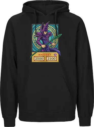 Ultimate Spellcaster: The Magician Card - Dark Magician shirt, Yu-Gi-Oh graphic tee, anime trading card apparel, nostalgic 90s anime streetwear, Yami Yugi spellcaster merch, retro TCG clothing, magical circle anime design, classic duelist fashion, aesthetic otaku shirt, pop culture card game tee - Fairtrade Hoodie
