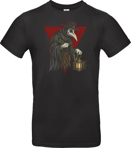 The Healer's Lantern: Plague Doctor - plague doctor shirt, vintage medical graphic tee, dark academia streetwear, gothic aesthetic apparel, macabre historical clothing, creepy bird mask design, retro woodcut art shirt, alternative dark fashion, spooky halloween graphic, medieval plague merch - Standard T-Shirt