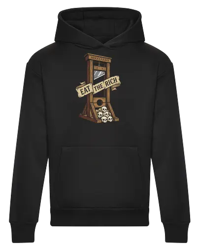 The French Solution: Eat The Rich - eat the rich shirt, guillotine graphic tee, anti capitalist apparel, French revolution streetwear, punk rock political shirt, dark humor aesthetic clothing, eat the rich merch, vintage guillotine design, rebellious activist tee, 1789 history graphic - Heavyweight Hoodie