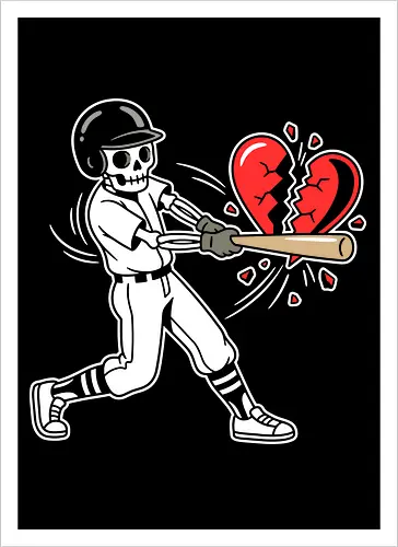 Heartbreaker: The Grand Slam - broken heart shirt, anti valentine graphic tee, negative space apparel, baseball heartbreaker design, edgy breakup streetwear, sarcastic love clothing, minimalist sports fashion, shattered heart graphic, aesthetic indie tee, funny heartbreak merch - Kunstdruck