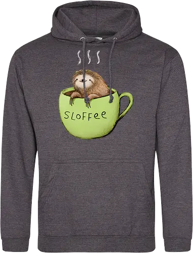 Braunes Faultier Grüne Kaffeetasse Dampf Süßes Wortspiel - Faultier in Kaffeetasse, lebhafte grüne dampfende Tasse, lächelndes ruhiges Faultier, Tier Kaffee Wortspiel, Morgen Humor Kaffee Kunst, handgefertigte Faultier Illustration, strukturiertes braunes beiges Fell, weißer Dampf heißer Kaffee, Kaffee Faultier Liebhaber Geschenk, Faultier Tasse Shirt, Krallen hängende Tassenrand, süßer Morgen Kaffee Humor, englisches Tier Kaffee Wortspiel, entspanntes Faultier in Tasse, kreative Kaffee Tier Kunst - Standard Hoodie