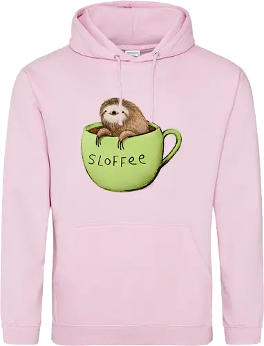 Braunes Faultier Grüne Kaffeetasse Dampf Süßes Wortspiel - Faultier in Kaffeetasse, lebhafte grüne dampfende Tasse, lächelndes ruhiges Faultier, Tier Kaffee Wortspiel, Morgen Humor Kaffee Kunst, handgefertigte Faultier Illustration, strukturiertes braunes beiges Fell, weißer Dampf heißer Kaffee, Kaffee Faultier Liebhaber Geschenk, Faultier Tasse Shirt, Krallen hängende Tassenrand, süßer Morgen Kaffee Humor, englisches Tier Kaffee Wortspiel, entspanntes Faultier in Tasse, kreative Kaffee Tier Kunst - Standard Hoodie
