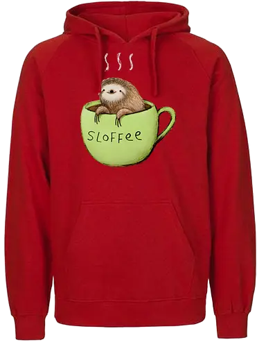 Braunes Faultier Grüne Kaffeetasse Dampf Süßes Wortspiel - Faultier in Kaffeetasse, lebhafte grüne dampfende Tasse, lächelndes ruhiges Faultier, Tier Kaffee Wortspiel, Morgen Humor Kaffee Kunst, handgefertigte Faultier Illustration, strukturiertes braunes beiges Fell, weißer Dampf heißer Kaffee, Kaffee Faultier Liebhaber Geschenk, Faultier Tasse Shirt, Krallen hängende Tassenrand, süßer Morgen Kaffee Humor, englisches Tier Kaffee Wortspiel, entspanntes Faultier in Tasse, kreative Kaffee Tier Kunst - Fairtrade Hoodie