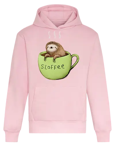 Braunes Faultier Grüne Kaffeetasse Dampf Süßes Wortspiel - Faultier in Kaffeetasse, lebhafte grüne dampfende Tasse, lächelndes ruhiges Faultier, Tier Kaffee Wortspiel, Morgen Humor Kaffee Kunst, handgefertigte Faultier Illustration, strukturiertes braunes beiges Fell, weißer Dampf heißer Kaffee, Kaffee Faultier Liebhaber Geschenk, Faultier Tasse Shirt, Krallen hängende Tassenrand, süßer Morgen Kaffee Humor, englisches Tier Kaffee Wortspiel, entspanntes Faultier in Tasse, kreative Kaffee Tier Kunst - Heavyweight Hoodie