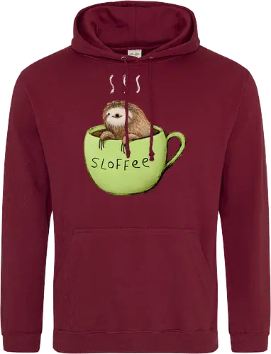 Braunes Faultier Grüne Kaffeetasse Dampf Süßes Wortspiel - Faultier in Kaffeetasse, lebhafte grüne dampfende Tasse, lächelndes ruhiges Faultier, Tier Kaffee Wortspiel, Morgen Humor Kaffee Kunst, handgefertigte Faultier Illustration, strukturiertes braunes beiges Fell, weißer Dampf heißer Kaffee, Kaffee Faultier Liebhaber Geschenk, Faultier Tasse Shirt, Krallen hängende Tassenrand, süßer Morgen Kaffee Humor, englisches Tier Kaffee Wortspiel, entspanntes Faultier in Tasse, kreative Kaffee Tier Kunst - Standard Hoodie