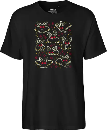 Cute Mothman - cute mothman, kawaii mothman, cryptid, paranormal, red eyes, creepy cute, spooky cute, goth, dark, monster, winged bipedal, crescent moon, seamless, pattern, xmorfina - Fairtrade T-Shirt