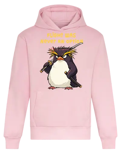 Flight Was Never An Option - flight was never an option, angry, bird, dark humor, flight, funny penguin, katana, martial arts, ninja, penguin, penguin meme, rockhopper penguin, samurai, sword, warrior - Heavyweight Hoodie