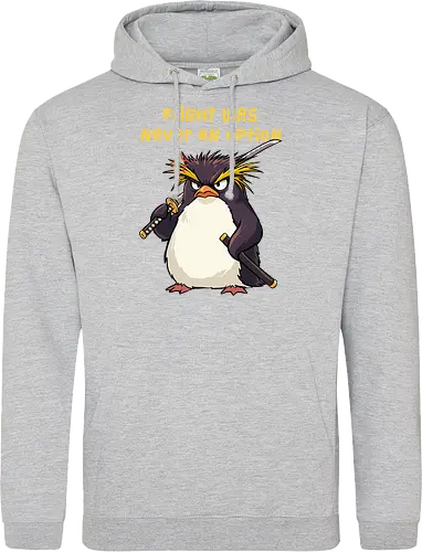 Flight Was Never An Option - flight was never an option, angry, bird, dark humor, flight, funny penguin, katana, martial arts, ninja, penguin, penguin meme, rockhopper penguin, samurai, sword, warrior - Standard Hoodie