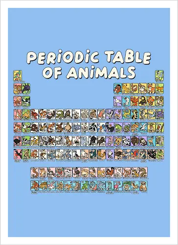 Periodic Table Of Animals - periodic table, animals, can i lick it, chemist, chemistry, chemistry teacher, funny, i wear this periodically, laboratory, molecule, periodic table of elements, physics, science, science humor, scientist - Kunstdruck