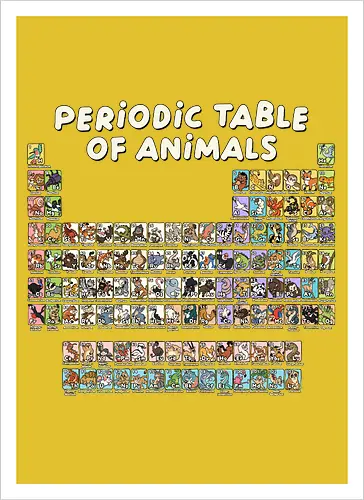 Periodic Table Of Animals - periodic table, animals, can i lick it, chemist, chemistry, chemistry teacher, funny, i wear this periodically, laboratory, molecule, periodic table of elements, physics, science, science humor, scientist - Kunstdruck