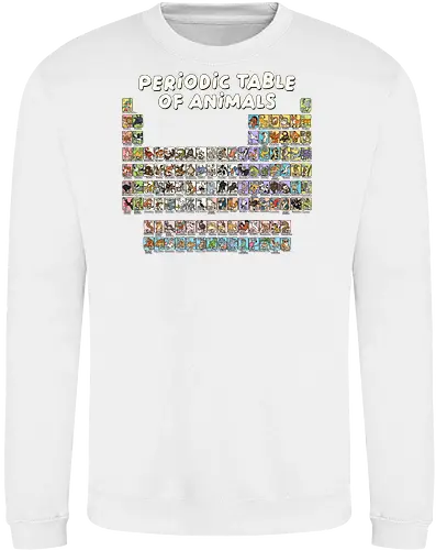 Periodic Table Of Animals - periodic table, animals, can i lick it, chemist, chemistry, chemistry teacher, funny, i wear this periodically, laboratory, molecule, periodic table of elements, physics, science, science humor, scientist - Sweatshirt