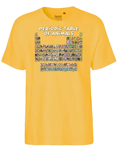 Periodic Table Of Animals - periodic table, animals, can i lick it, chemist, chemistry, chemistry teacher, funny, i wear this periodically, laboratory, molecule, periodic table of elements, physics, science, science humor, scientist - Fairtrade T-Shirt