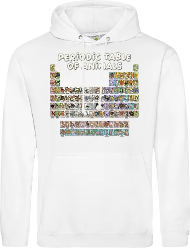 Periodic Table Of Animals - periodic table, animals, can i lick it, chemist, chemistry, chemistry teacher, funny, i wear this periodically, laboratory, molecule, periodic table of elements, physics, science, science humor, scientist - Standard Hoodie