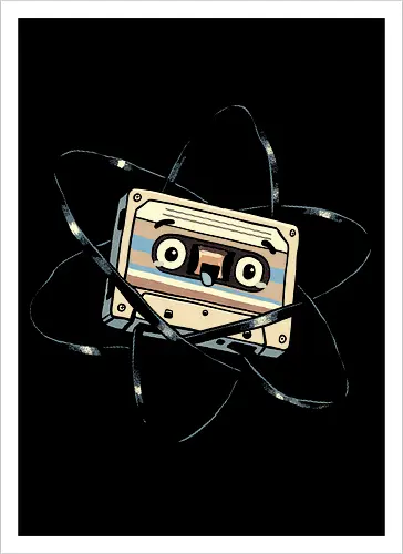 Atomic Mixtape - cassette tape, 80s, 90s, atom, atomic, atomic age, chemistry, energy, mixtape, music, nuclear, physics, retro, science, vintage - Kunstdruck