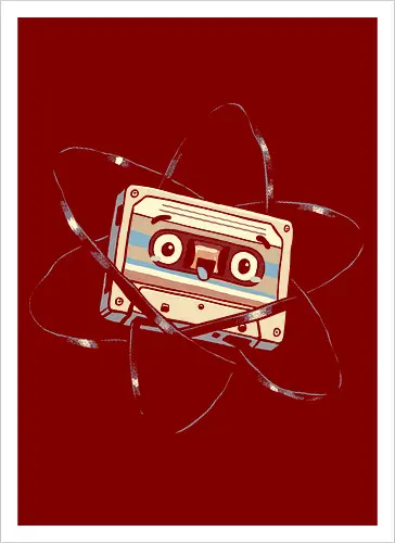 Atomic Mixtape - cassette tape, 80s, 90s, atom, atomic, atomic age, chemistry, energy, mixtape, music, nuclear, physics, retro, science, vintage - Kunstdruck