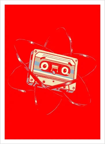 Atomic Mixtape - cassette tape, 80s, 90s, atom, atomic, atomic age, chemistry, energy, mixtape, music, nuclear, physics, retro, science, vintage - Kunstdruck