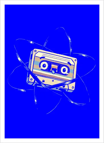 Atomic Mixtape - cassette tape, 80s, 90s, atom, atomic, atomic age, chemistry, energy, mixtape, music, nuclear, physics, retro, science, vintage - Kunstdruck