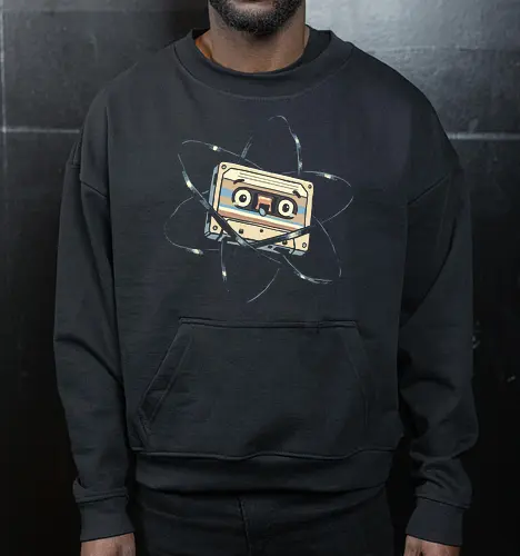 Atomic Mixtape - cassette tape, 80s, 90s, atom, atomic, atomic age, chemistry, energy, mixtape, music, nuclear, physics, retro, science, vintage - Cropped Sweatshirt