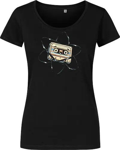 Atomic Mixtape - cassette tape, 80s, 90s, atom, atomic, atomic age, chemistry, energy, mixtape, music, nuclear, physics, retro, science, vintage - Damen T-Shirt