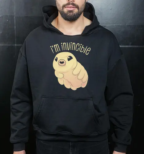 I'm Invincible - tardigrade, biology, chemist, chemistry, microbiology, paleontology, physics, prehistoric, retro, science, scientist, tardis, trilobite, water bear, weird animals - Cropped Hoodie