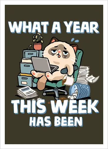 What A Year This Week Has Been - student life, teacher life, tired, weekend, what a year, work humor, cat, back to school, burnout, coffee, exhausted, friday, meme, monday, office humor - Kunstdruck
