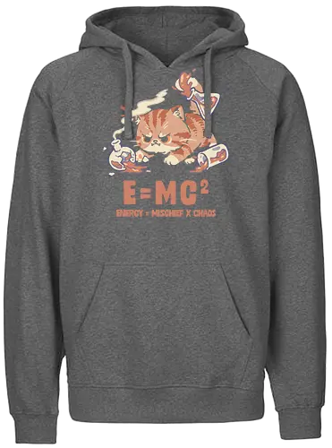 E=MC2 Cat - albert einstein, biology, cat, chaos, chemical, chemist, chemistry teacher, einstein, laboratory, mischief, emc2, molecule, physics, science, scientist - Fairtrade Hoodie