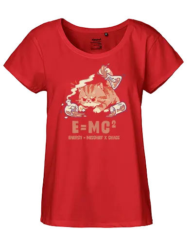 E=MC2 Cat - albert einstein, biology, cat, chaos, chemical, chemist, chemistry teacher, einstein, laboratory, mischief, emc2, molecule, physics, science, scientist - Fairtrade Girl Shirt