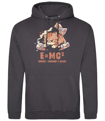 E=MC2 Cat - albert einstein, biology, cat, chaos, chemical, chemist, chemistry teacher, einstein, laboratory, mischief, emc2, molecule, physics, science, scientist - Standard Hoodie