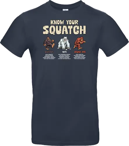 Know Your Squatch - i want to believe, nature, skunk ape, squatch, the truth is out there, x files, yeti, sasquatch, adventure, bigfoot, camping, creature, cryptid, hiking, horror - Standard T-Shirt
