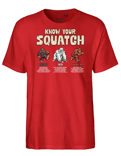 Know Your Squatch - i want to believe, nature, skunk ape, squatch, the truth is out there, x files, yeti, sasquatch, adventure, bigfoot, camping, creature, cryptid, hiking, horror - Fairtrade T-Shirt