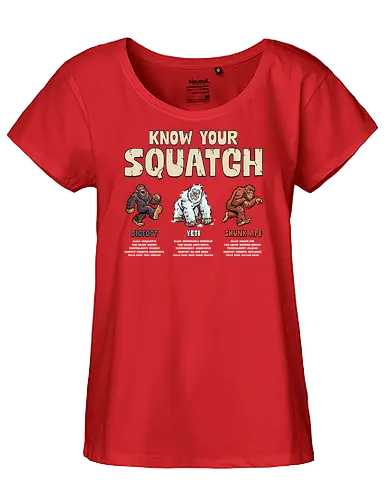 Know Your Squatch - i want to believe, nature, skunk ape, squatch, the truth is out there, x files, yeti, sasquatch, adventure, bigfoot, camping, creature, cryptid, hiking, horror - Fairtrade Girl Shirt