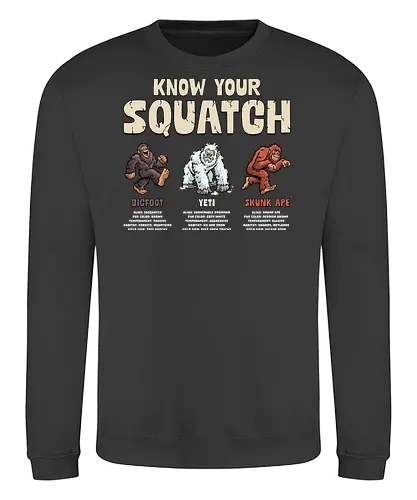 Know Your Squatch - i want to believe, nature, skunk ape, squatch, the truth is out there, x files, yeti, sasquatch, adventure, bigfoot, camping, creature, cryptid, hiking, horror - Sweatshirt