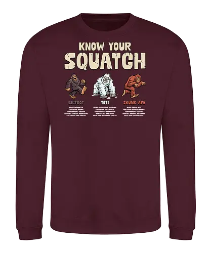 Know Your Squatch - i want to believe, nature, skunk ape, squatch, the truth is out there, x files, yeti, sasquatch, adventure, bigfoot, camping, creature, cryptid, hiking, horror - Sweatshirt