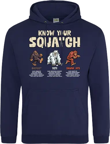Know Your Squatch - i want to believe, nature, skunk ape, squatch, the truth is out there, x files, yeti, sasquatch, adventure, bigfoot, camping, creature, cryptid, hiking, horror - Standard Hoodie