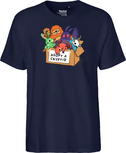 Adopt a Cryptid - adopt a pet, bigfoot, creature, cryptozoology, horror, humor, monster, mothman, myth, mythology, rescue, sasquatch, spooky, cryptid, adopt - Fairtrade T-Shirt