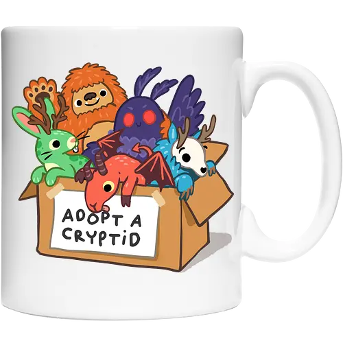 Adopt a Cryptid - adopt a pet, bigfoot, creature, cryptozoology, horror, humor, monster, mothman, myth, mythology, rescue, sasquatch, spooky, cryptid, adopt - Keramiktasse