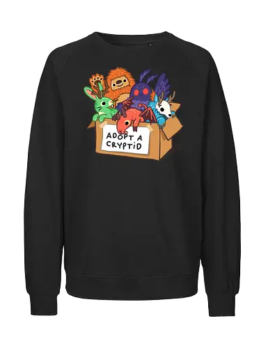 Adopt a Cryptid - adopt a pet, bigfoot, creature, cryptozoology, horror, humor, monster, mothman, myth, mythology, rescue, sasquatch, spooky, cryptid, adopt - Fairtrade Sweatshirt